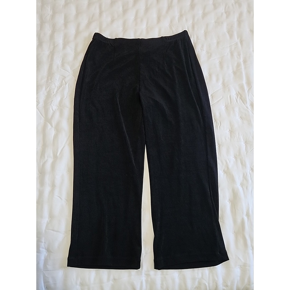 Chico's Travelers Black Pants Size 2 Short Large 12 Straight Leg Travel Knit